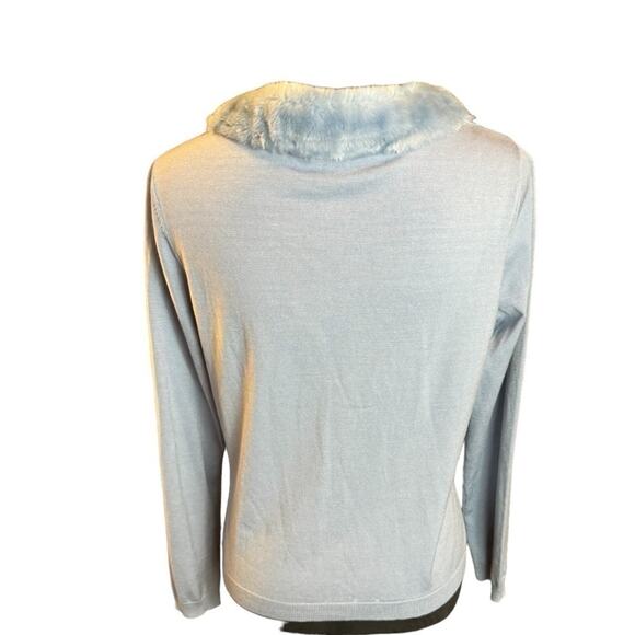 Silx by August Silk Blue Faux Fur Cardigan Women's Size Large - Picture 5 of 9